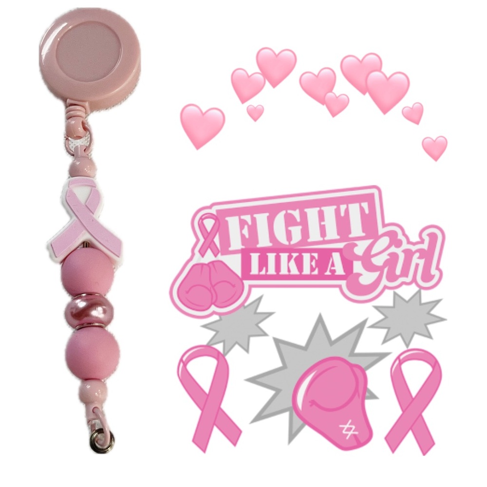 Pink Breast Cancer Ribbon Badge Reel